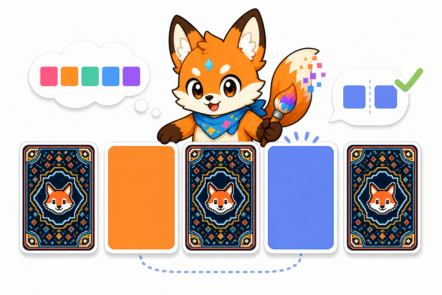 Pico matching remembered color cards with the same five poker backs